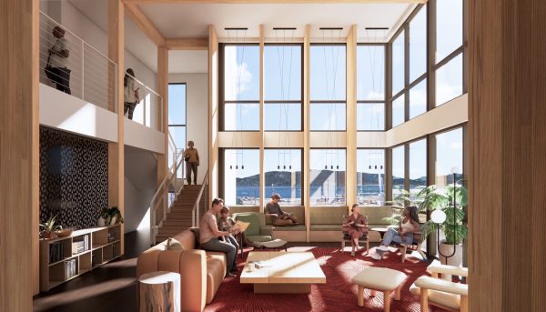Mockup of residential common area in The Millworks